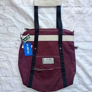 NWT Kavu Maroon Canvas Tote Backpack Bag